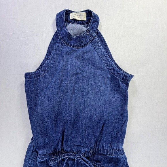 Cloth & Stone Denim Halter Wide Leg Jumpsuit Chambray Cropped XS - Picture 1 of 10